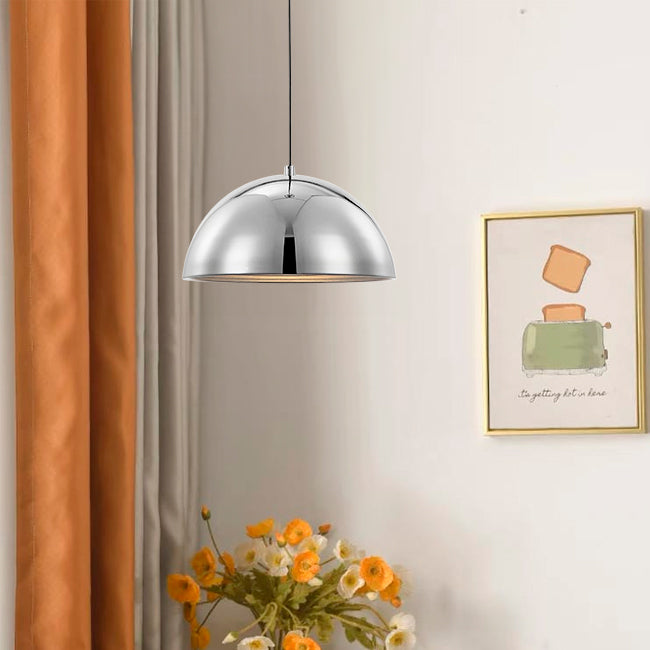 LÁMPARA COLGANTE CAMPANA DE ALUMINIO CATERINA SILVER / SIN FOCO