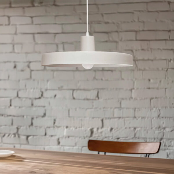 LÁMPARA COLGANTE CAMPANA DE ALUMINIO STANFORD WHITE / SIN FOCO