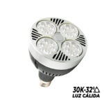 FOCO LED PAR30 35W 32° 3000K LUZ CÁLIDA E27 BASE COLOR NEGRO + PLATEADO ILUMINA