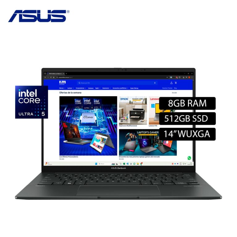 Laptop Asus Zenbook Q415MA-U5512 Intel Ultra 5 125H Ram 8GB Disco 512GB SSD 14″ WUXGA Windows 11 (90NB11R7-M00H00)