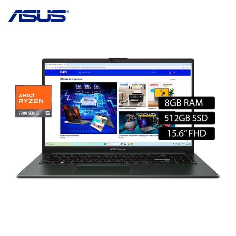 Laptop Asus Vivobook E1504FA-L1655 Ryzen 5 7520U Ram 8GB Disco 512GB 15.6″ FHD FreeDos (90NB0ZR2-M02L30)