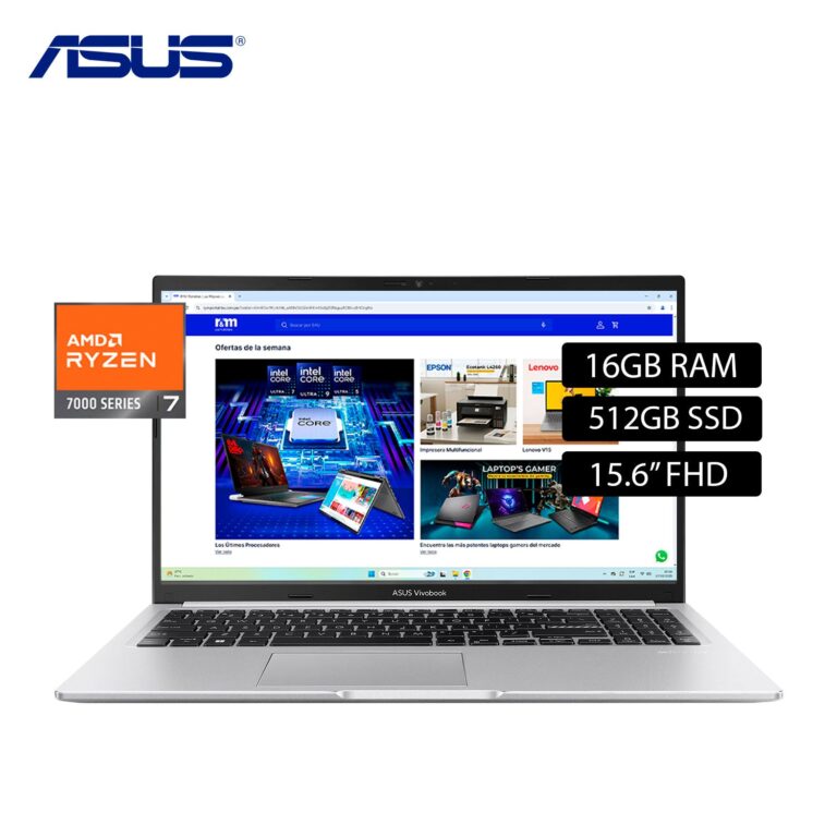 Laptop Asus VIVOBOOK 15 M1502YA-NJ107 Ryzen 7 7730U Ram 16GB Disco 512GB 15.6″ FHD FreeDos (90NB0X22-M00TY0)