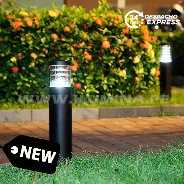 LÁMPARA DE EXTERIOR MINI BOLARDO CON REJILLA – 45CM ALT + FOCO LED