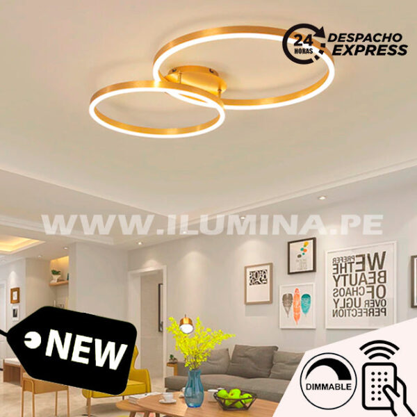LÁMPARA DE TECHO ROMA GOLD LED 45W + CONTROL REMOTO