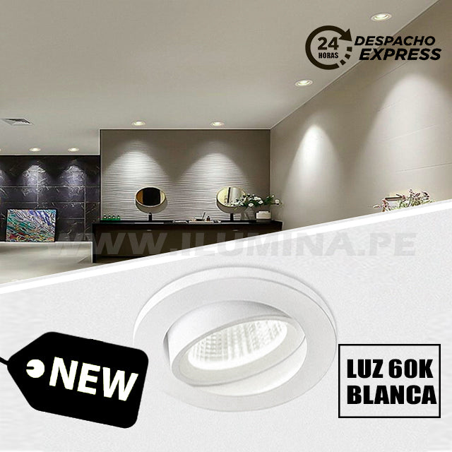 SET COMPLETO – SPOT EMPOTRABLE DANIELA CON DICROICO LED 10W ILUMINA LUZ BLANCA 6000K + SOCKET CERÁMICO GU10