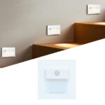 SPOT LUZ GUÍA DE PASO ISIS ASIMÉTRICO LED 3W CUADRADO BLANCO CON SENSOR DE MOVIMIENTO LUZ CÁLIDA