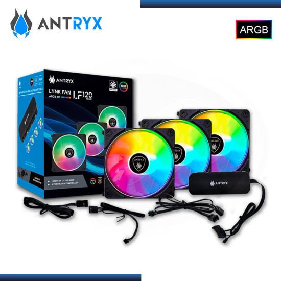 ANTRYX LYNK FAN LF120 ARGB BLACK MODULAR 3 EN 1 COOLER PARA CASE 120MM + CONTROLADOR (PN:AAK-LF120KX3C)