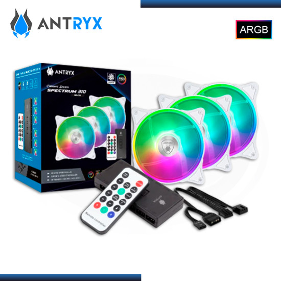 ANTRYX SPECTRUM 310 WHITE 120mmx3 COOLER PARA CASE + CONTROLADOR REMOTO (PN:AAK-CSDF310W)