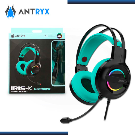 AUDIFONO ANTRYX IRIS-K TURQUOISE RAINBOW CON MICROFONO 7.1 VIRTUAL SURROUND (PN:AGH-7100KTE)