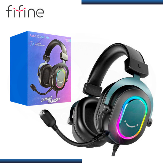 AUDIFONO FIFINE AMPLIGAME H6 RGB BLACK CON MICROFONO 7.1 VIRTUAL COMPATIBLE MULTIPLATAFORMA