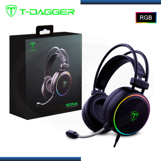 AUDIFONO T-DAGGER SONA RGB BLACK 7.1 VIRTUAL CON MICROFONO (PN:T-RGH304B)