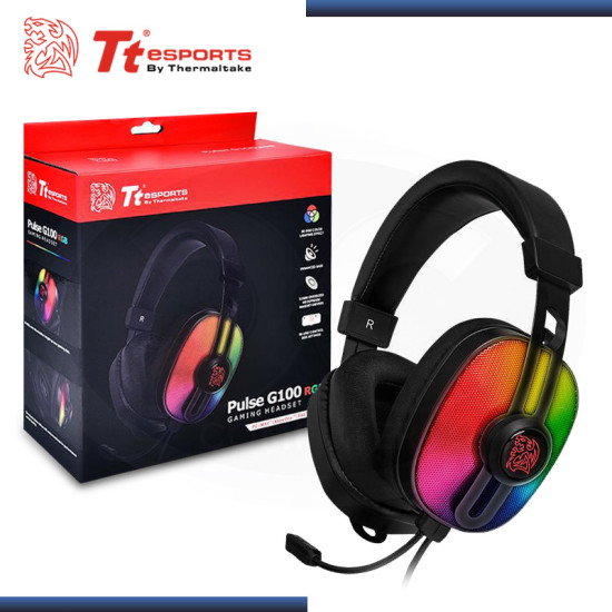 AUDIFONO TT ESPORTS PULSE G100 RGB GAMING CON MICROFONO (PN:HT-PLS-ANECBK-28)
