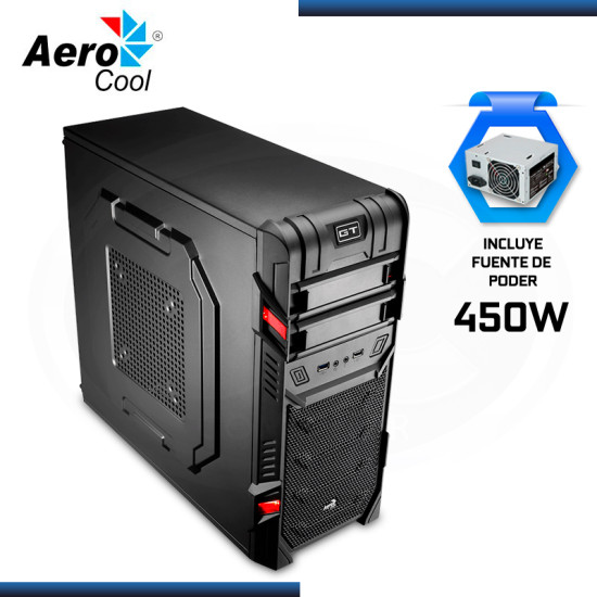 CASE AEROCOOL GT ADVANCE CON FUENTE 450W USB 3.0/USB 2.0