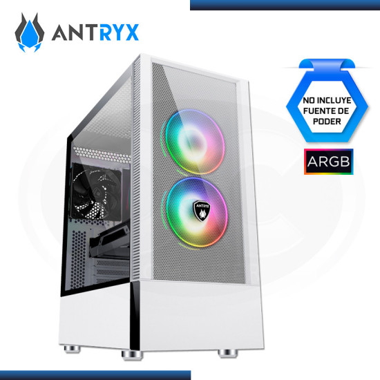 CASE ANTRYX RX 460 MESH WHITE ARGB SIN FUENTE VIDRIO TEMPLADO USB 3.0/USB 2.0 (PN:AC-RX460MW)