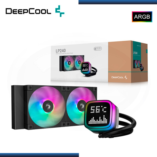DEEPCOOL LP240 ARGB BLACK CON PANTALLA LCD REFRIGERACION LIQUIDO AMD/INTEL (PN:R-LP240-BKMSNC-G-1)