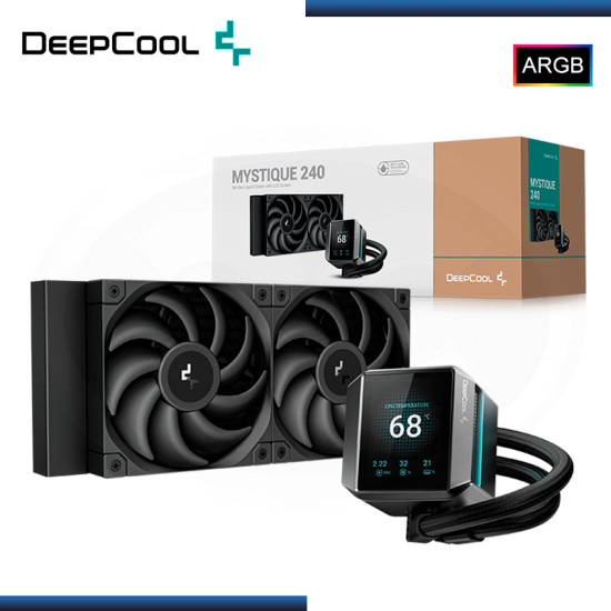 DEEPCOOL MYSTIQUE 240 BLACK ARGB CON PANTALLA LCD REFRIGERACION LIQUIDO AMD/INTEL (PN:R-LX550-BKDSNC-G-1)