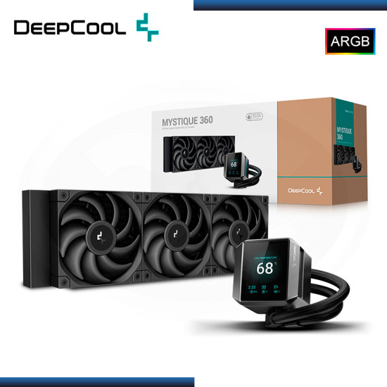 DEEPCOOL MYSTIQUE 360 BLACK ARGB CON PANTALLA LCD TFT REFRIGERACION LIQUIDO AMD/INTEL (PN: R-LX750-BKDSNMP-G-1 )