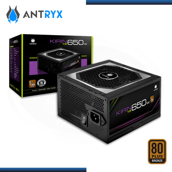 FUENTE ANTRYX KIRIN V2 BLACK 650W 80 PLUS BRONZE (PN:AP-KB650)