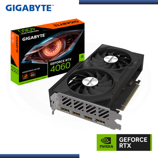 GIGABYTE GEFORCE RTX 4060 8GB GDDR6 128BITS WINDFORCE OC (PN:GV-N4060WF2OC-8GD)