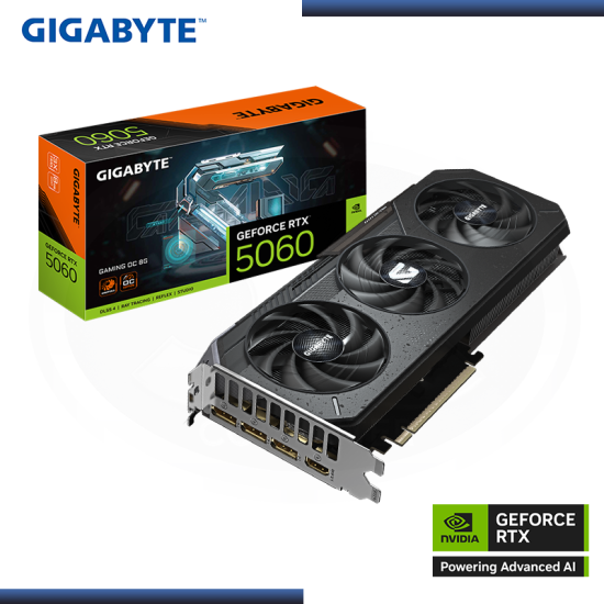 GIGABYTE GEFORCE RTX 5060 8GB GDDR7 128BITS GAMING OC (PN:GV-N5060GAMING OC-8GD)