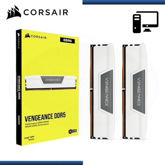 MEMORIA 32GB (16GBx2) DDR5 CORSAIR VENGEANCE WHITE INTEL XMP BUS 6000MHz (PN:CMK32GX5M2E6000C36W)