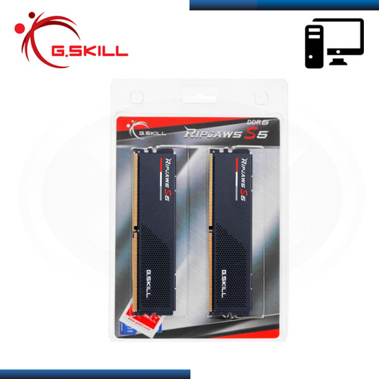 MEMORIA 64GB (32GBx2) DDR5 G.SKILL RIPJAWS S5 BLACK INTEL XMP BUS 5200MHz (PN:F5-5200J3636D32GX2-RS5K)
