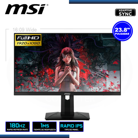 MONITOR LED 23.8″ MSI G244PF E2 1920×1080 HDMI DP 1MS/180Hz/ADAPTIVE SYNC