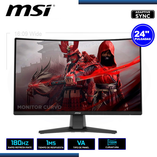 MONITOR LED 24″ MSI MAG 242C CURVO 1920×1080 HDMI DP 1MS/180Hz/ADAPTIVE SYNC
