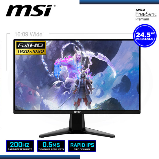 MONITOR LED 24.5″ MSI MAG255F E20 1920X1080 HDMI DP 0.5MS/200Hz/AMD FREESYNC PREMIUM
