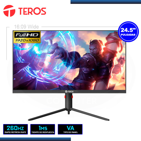 MONITOR LED 24.5″ TEROS TE-2472G 1920×1080 HDMI DP 1MS/260HZ