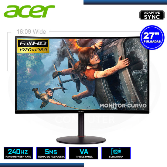 MONITOR LED 27″ ACER NITRO XZ270 CURVO 1920×1080 HDMI DP 5MS/240HZ/ADAPTIVE SYNC (PN:UM.HX0AAX01)