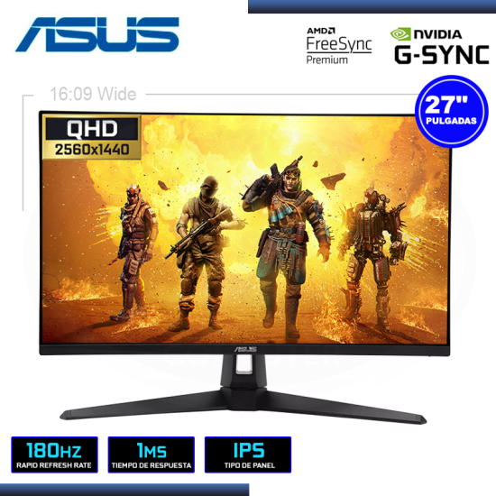 MONITOR LED 27″ ASUS TUF GAMING VG27AQ3A 2560×1440 HDMI DP 1MS/180Hz/FREESYNC PREMIUM/COMPATIBLE NVIDIA G-SYNC