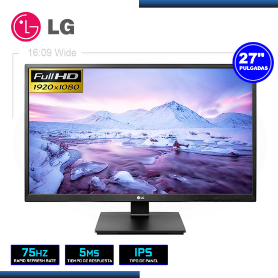 MONITOR LED 27″ LG 27BK550Y 1920×1080 PARLANTES INTEGRADO HDMI DP VGA 5MS/75Hz