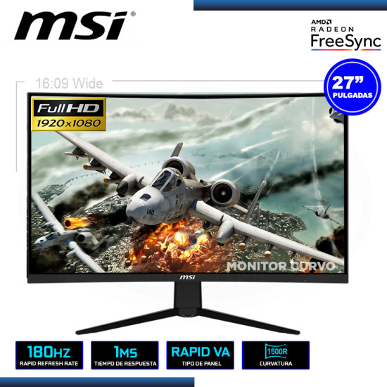 MONITOR LED 27″ MSI G27C3F CURVO 1920×1080 HDMI DP 1MS/180Hz/AMD FREESYNC