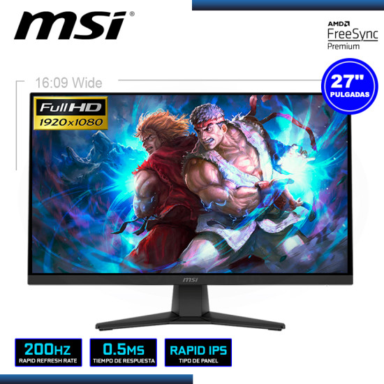 MONITOR LED 27″ MSI MAG272F 1920X1080 HDMI DP 0.5MS/200Hz/AMD FREESYNC PREMIUM