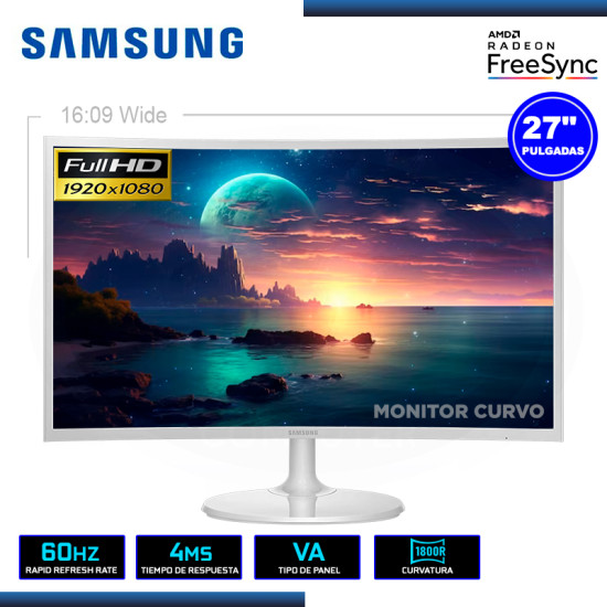 MONITOR LED 27″ SAMSUNG LC27F391FHNXZA CURVO 1920×1080 HDMI VGA 4MS/60Hz/FREESYNC