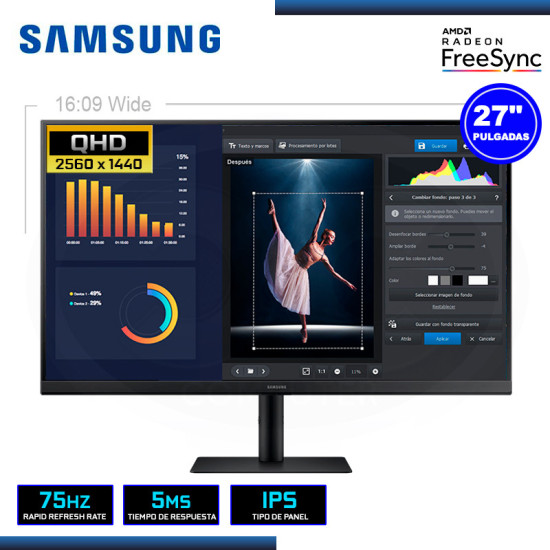MONITOR LED 27″ SAMSUNG LS27B610EQNXZA 2560×1440 HDMI DP 5MS/75Hz/FREESYNC