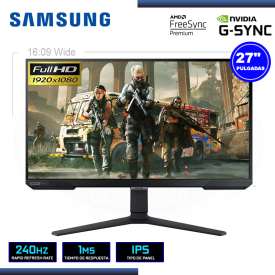 MONITOR LED 27″ SAMSUNG LS27BG402ENXGO ODYSSEY G4 1920×1080 HDMI DP 1MS/240Hz/FREESYNC PREMIUM/COMPATIBLE NVIDIA G-SYNC