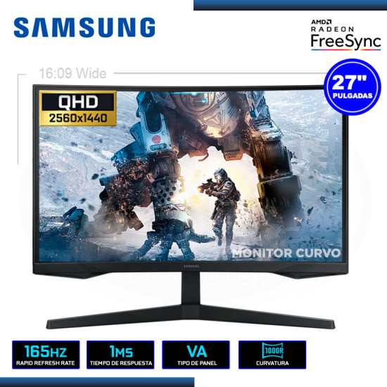 MONITOR LED 27″ SAMSUNG LS27CG552ELXPE ODYSSEY G5 CURVO 2560×1440 HDMI DP 1MS/165Hz/FREESYNC