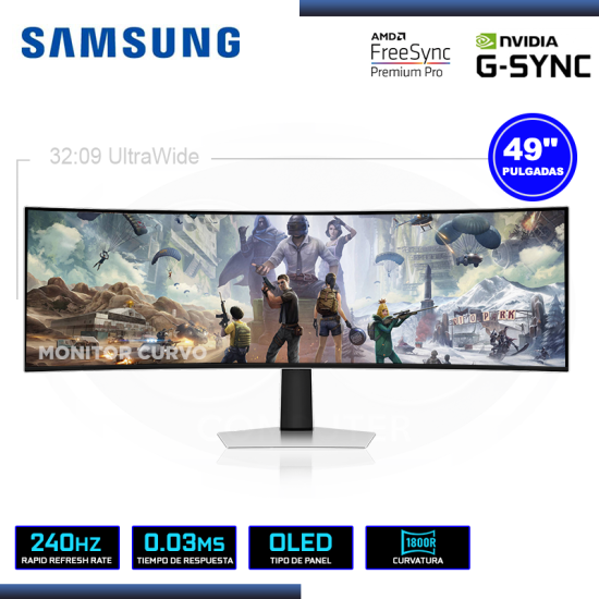 MONITOR OLED 49″ LS49DG930SLXPE CURVO 5120×1440 HDMI DP 0.03MS/240Hz/AMD FREESYNC PREMIUM PRO/COMPATIBLE NVIDIA-SYNC
