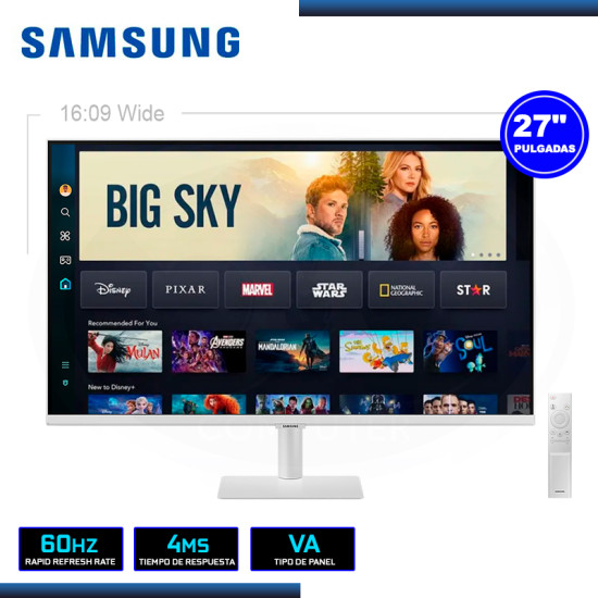 MONITOR SMART LED 27″ SAMSUNG LS27DM501ELXPE M5 WHITE 1920×1080 HDMI WI-FI INTEGRADO 4MS/60Hz