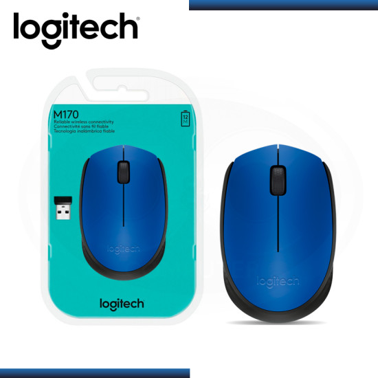 MOUSE LOGITECH M170 BLUE BLACK WIRELESS  (PN:910-004638)