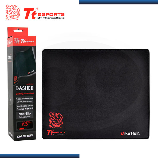MOUSE PAD Tt ESPORTS DASHER MEDIUM 360x300x4mm BLACK (PN:MP-DSH-BLKSMS-02)