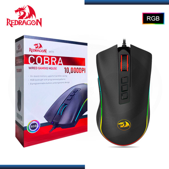 MOUSE REDRAGON COBRA M711 BLACK RGB 10,000 DPI WIRED USB