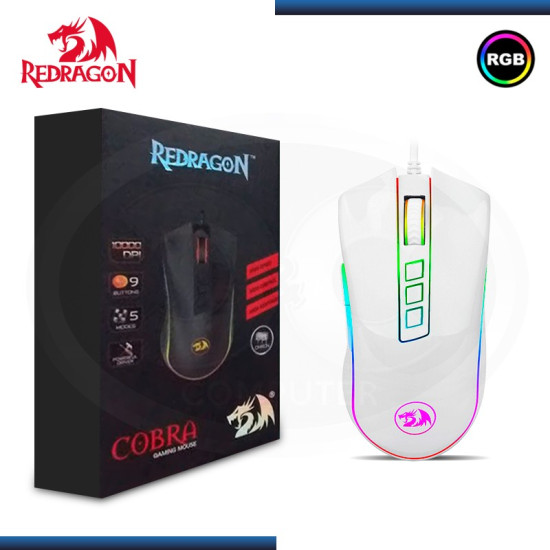 MOUSE REDRAGON COBRA M711 WHITE RGB 10,000 DPI USB