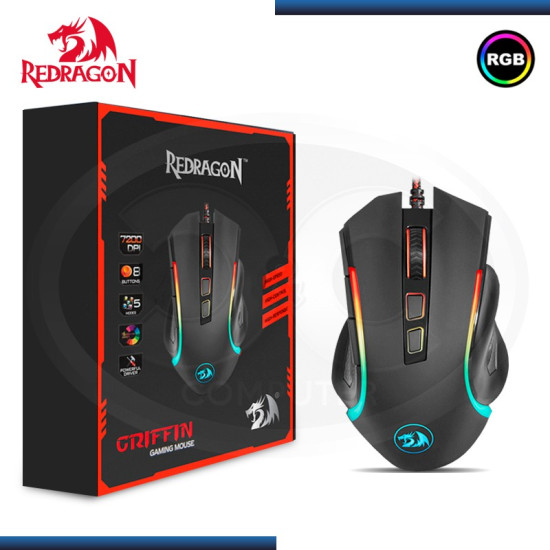 MOUSE REDRAGON M607 GRIFFIN RGB NEGRO 7200 DPI USB