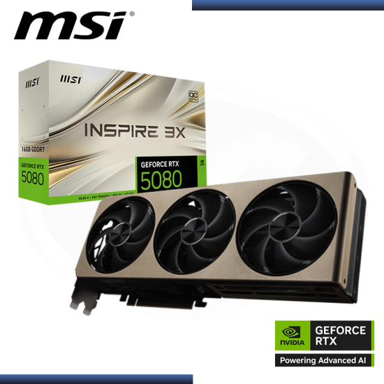 MSI GEFORCE RTX 5080 16GB GDDR7 256BITS INSPIRE 3X OC (PN:G5080-16I3C)