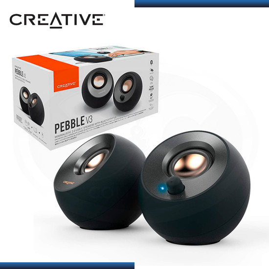 PARLANTES CREATIVE PEBBLE V3 BLACK (8W/16W) CONECTIVIDAD USB-C BLUETOOTH 5.0 ALTAVOZ DE ESCRITORIO 2.0 (PN:51MF1700AA000) PARLANTES CREATIVE PEBBLE V3 BLACK (8W/16W) CONECTIVIDAD USB-C BLUETOOTH 5.0 ALTAVOZ DE ESCRITORIO 2.0 (PN:51MF1700AA000)