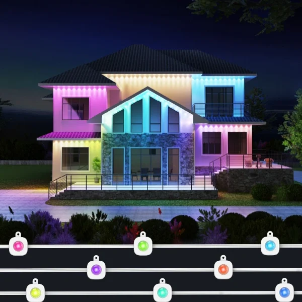 Luces de cadena permanentes inteligentes para exteriores