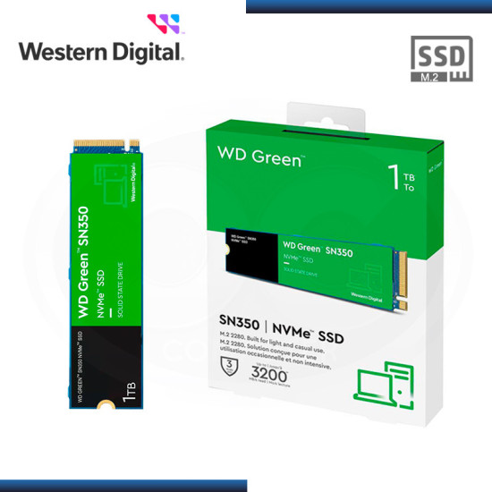 SSD 1TB WESTERN DIGITAL GREEN SN350 M.2 2280 NVMe (PN:WDS100T2G0C-00CDH0)